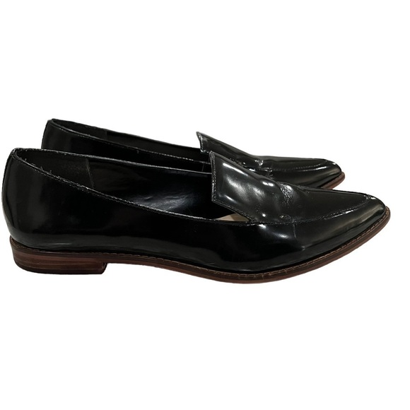 Sole Society 7 Beau Black Leather Point Toe Slip On Loafer Flat - Picture 2 of 7